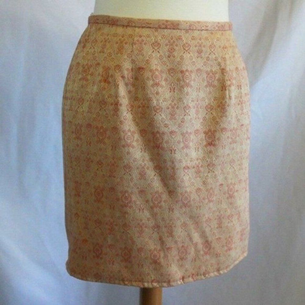 Peach Pink Jacquard Pencil Skirt 6